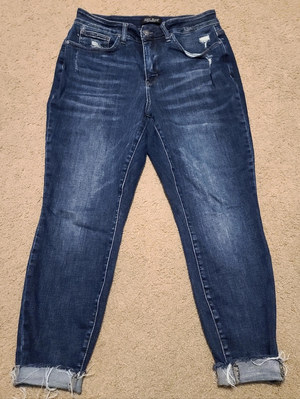 Women's 16W, Dark Blue Distressed Skinny Fit Jeans